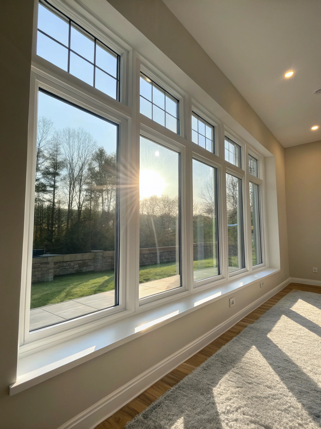Modern casement window installation in a residential living space