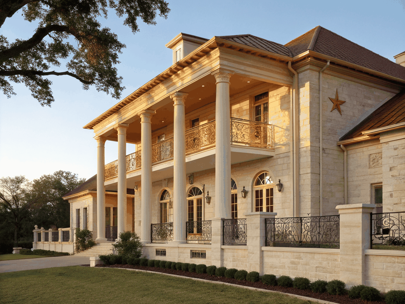 Traditional home facade with elegant multi-pane architectural windows
