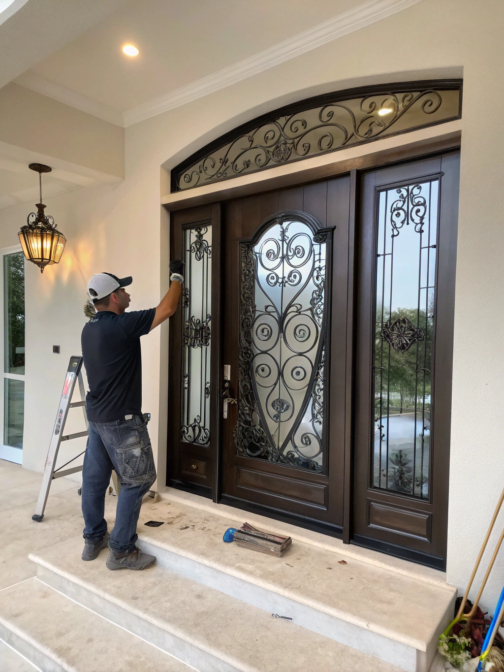 Custom entry door installed on a residential McKinney home