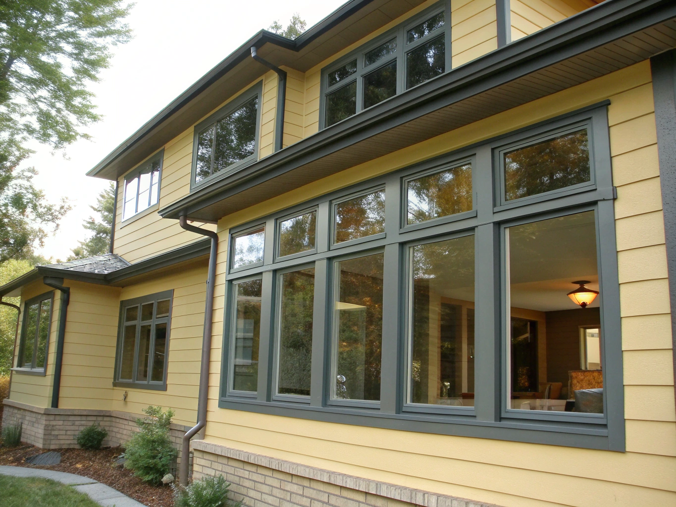 Durable extruded aluminum exterior cladding on replacement window