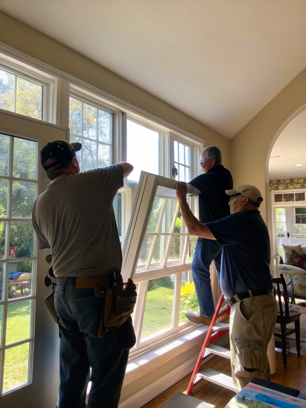 New high-efficiency replacement windows installed in a Collin County residential home